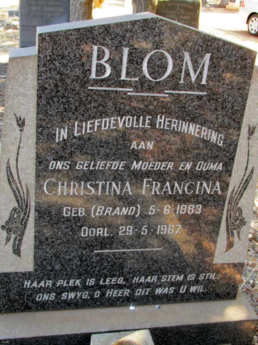 BLOM Christina Francina nee BRAND 1883-1967