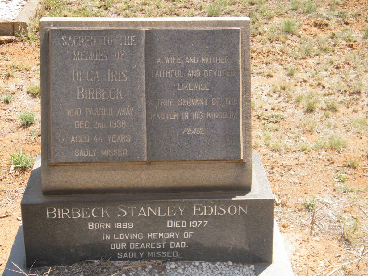 BIRBECK Stanley Edison 1889-1977 &amp; Olga Iris -1936