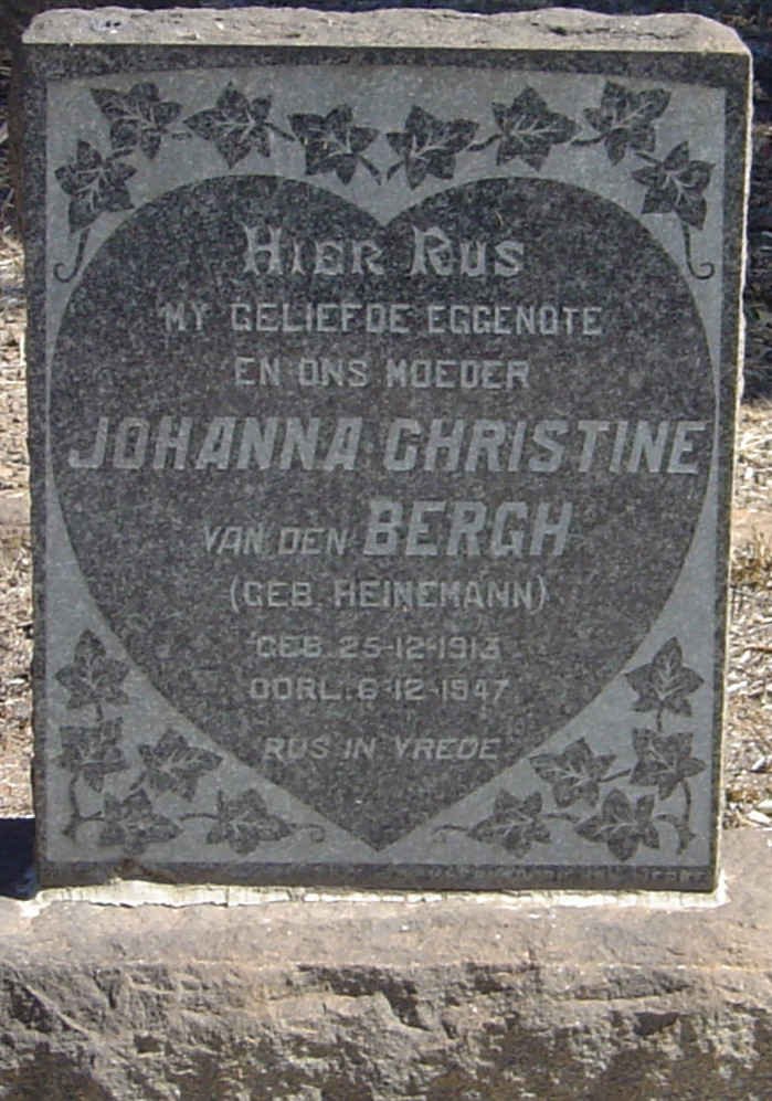 BERGH Johanna Christine, van den nee HEINEMANN 1913-1947