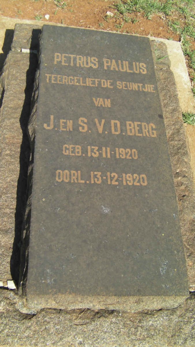BERG Petrus Paulus, v.d. 1920-1920