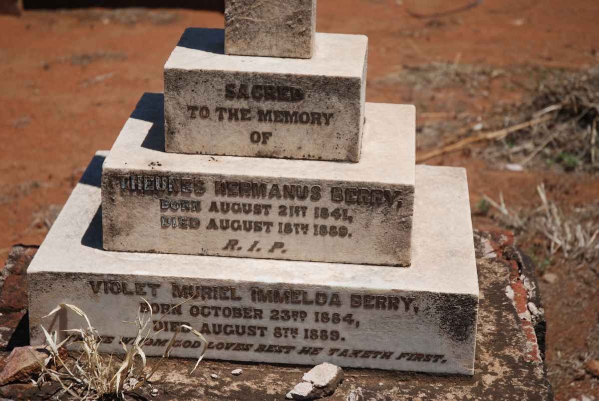 BERRY Theunes Hermanus 1841-1889 &amp; Violet Muriel Immelda 18?4-1889