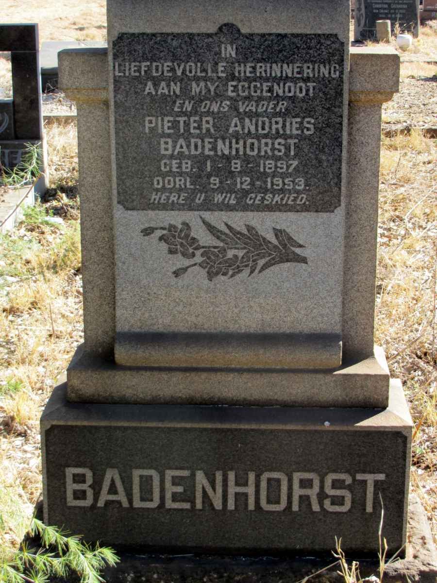 BADENHORST Pieter Andries 1897-1953