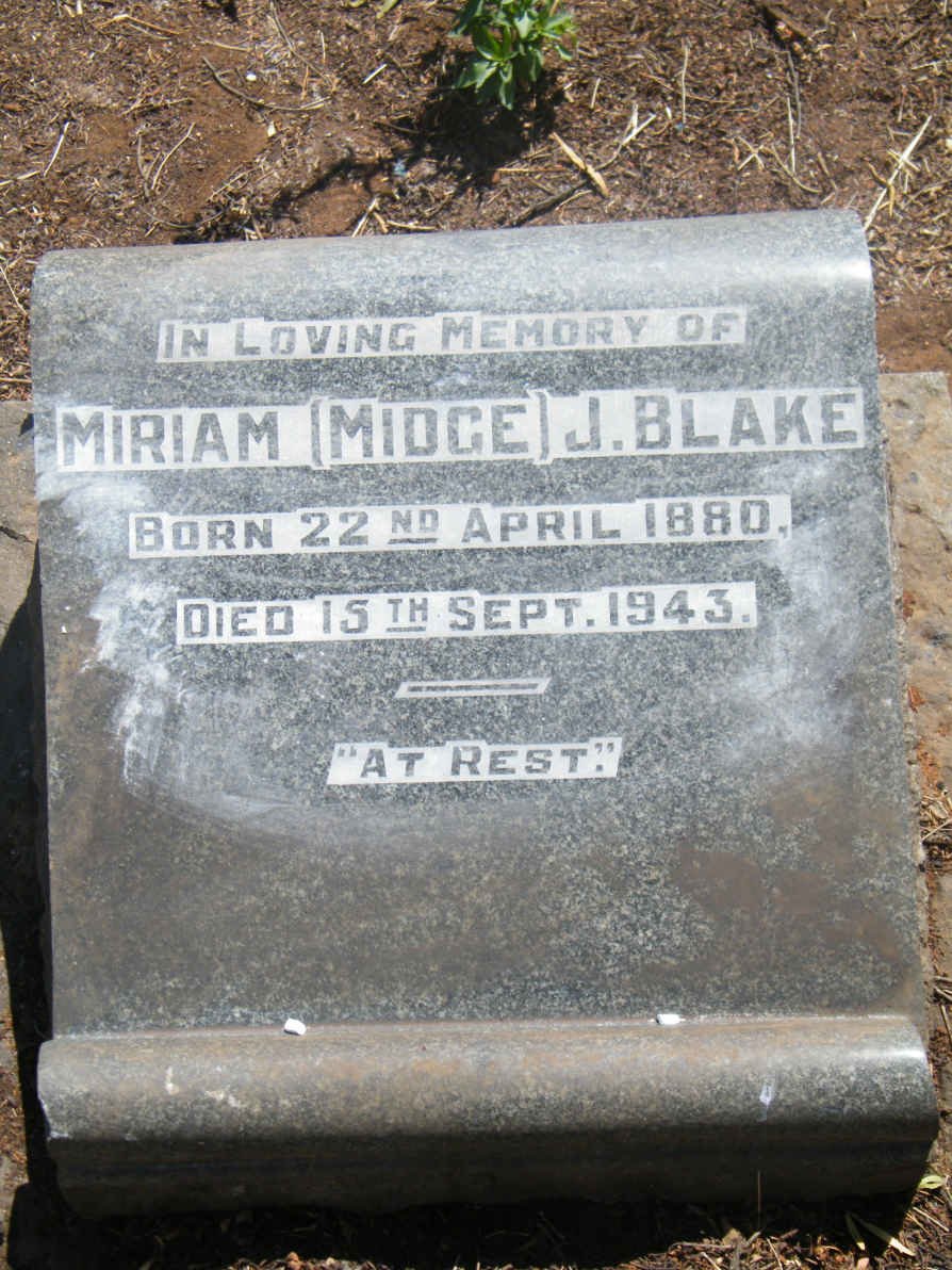 BLAKE Miriam J. 1880-1943