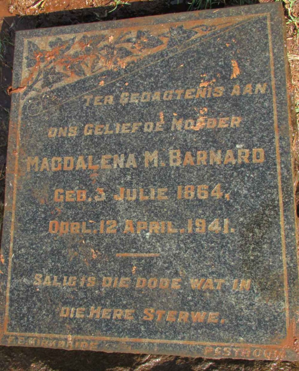 BARNARD Magdalena M. 1864-1941