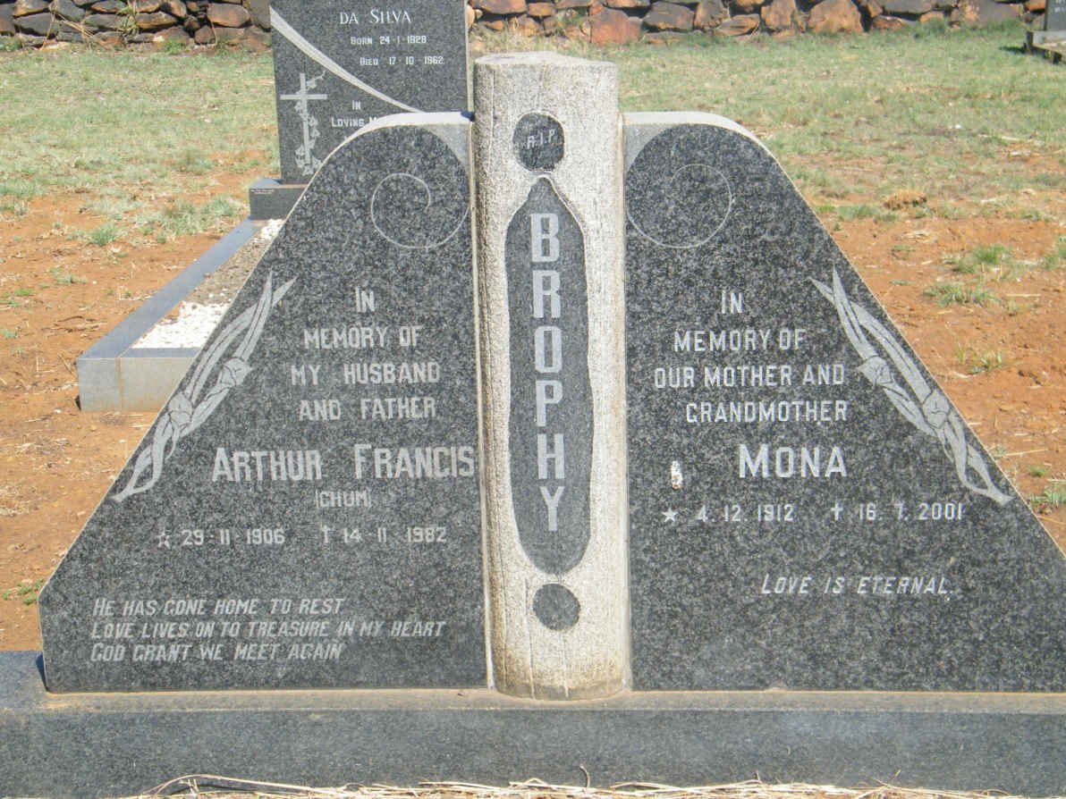 BROPHY Arthur Francis 1906-1982 &amp; Mona 1912-2001