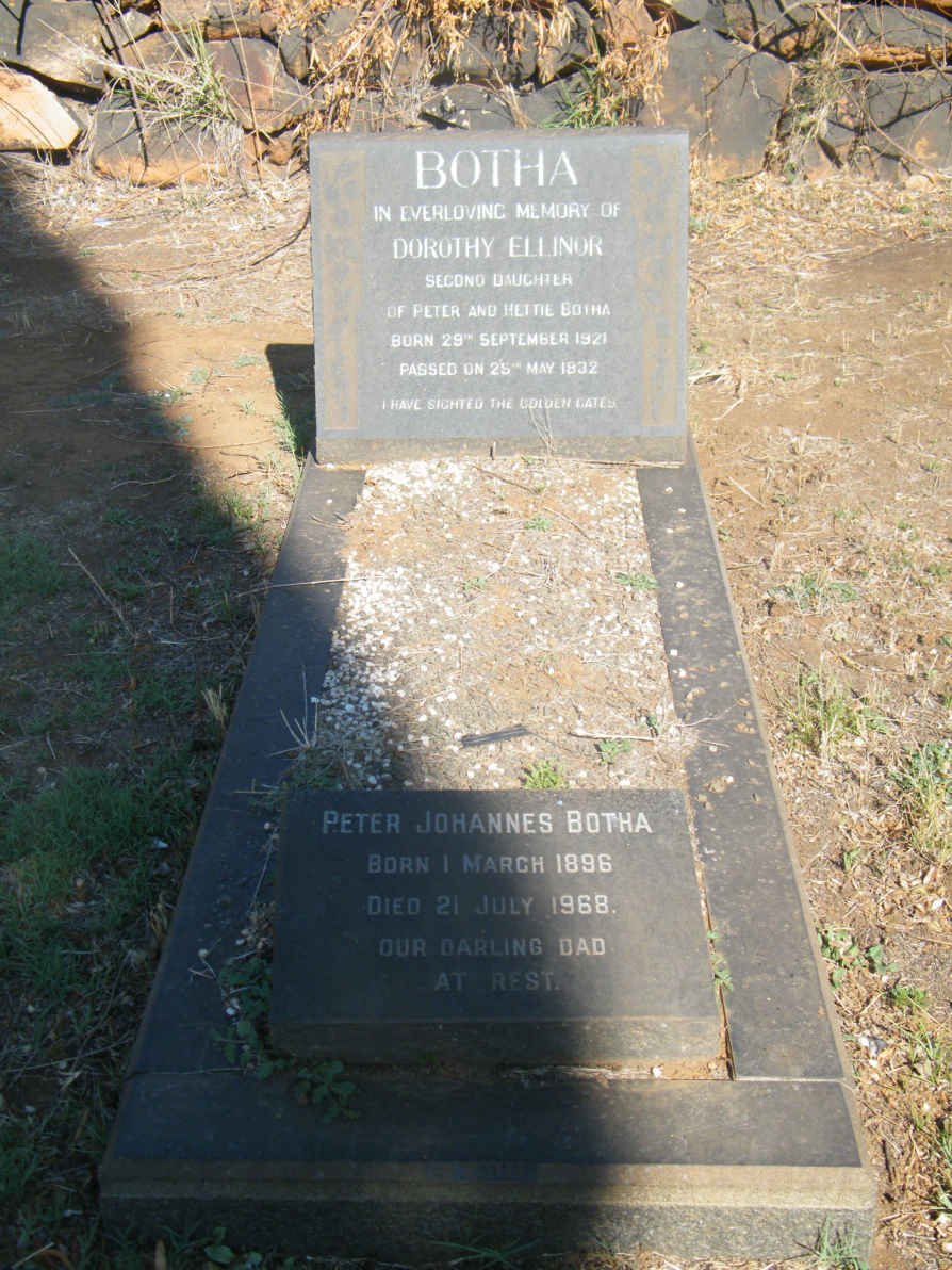 BOTHA Peter Johannes 1896-1968 :: BOTHA Dorothy Ellinor 1921-1932