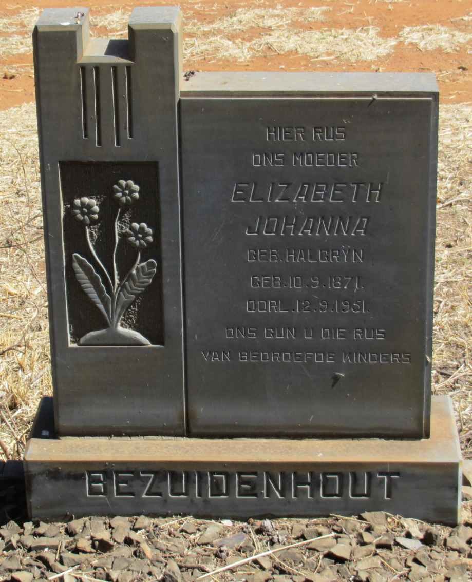 BEZUIDENHOUT Elizabeth Johanna nee HALGRŸN 1871-1951