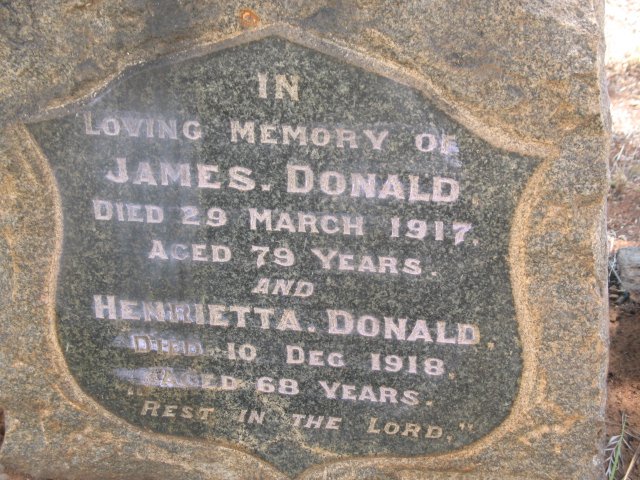 DONALD James -1917 &amp; Henrietta -1918