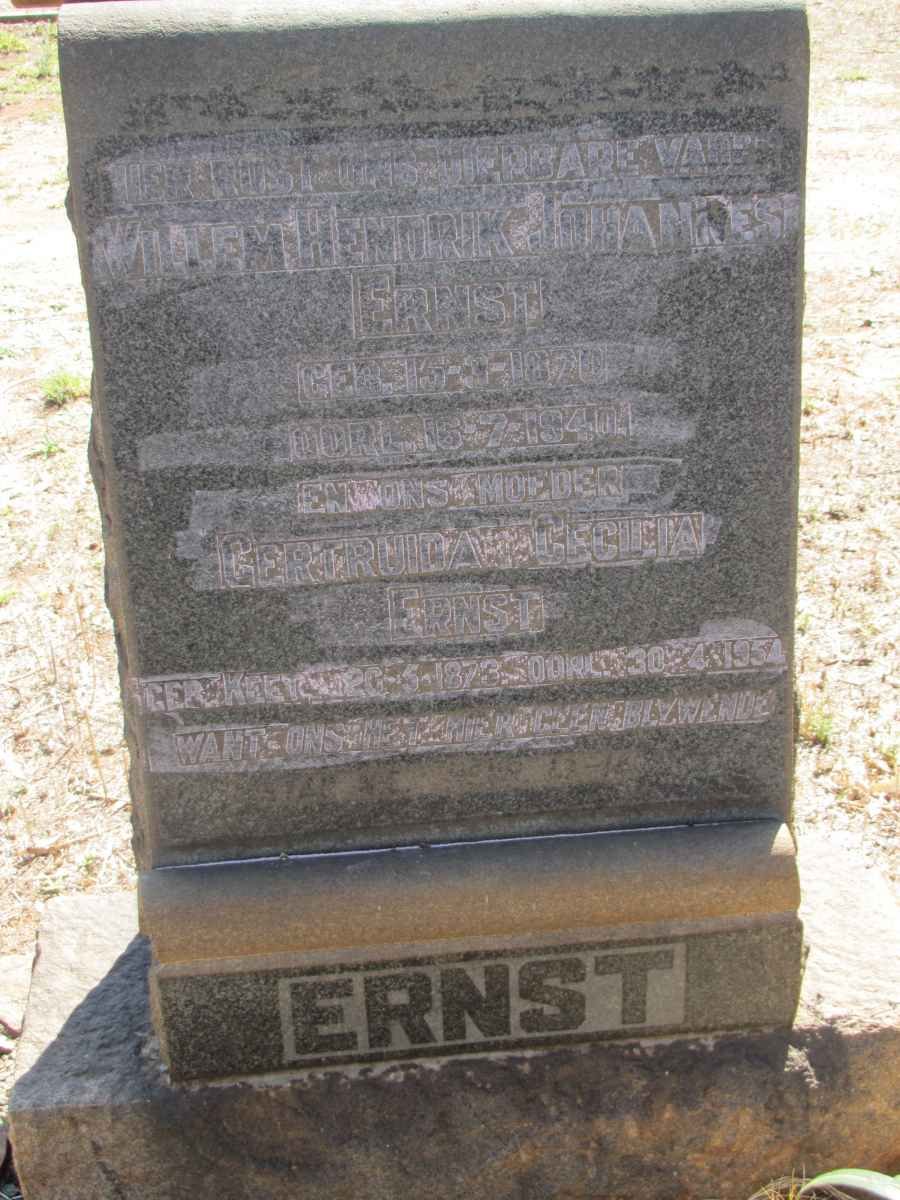 ERNST Willem Hendrik Johannes 1870-1940 &amp; Gertruida Cecilia KEET 1873-1954