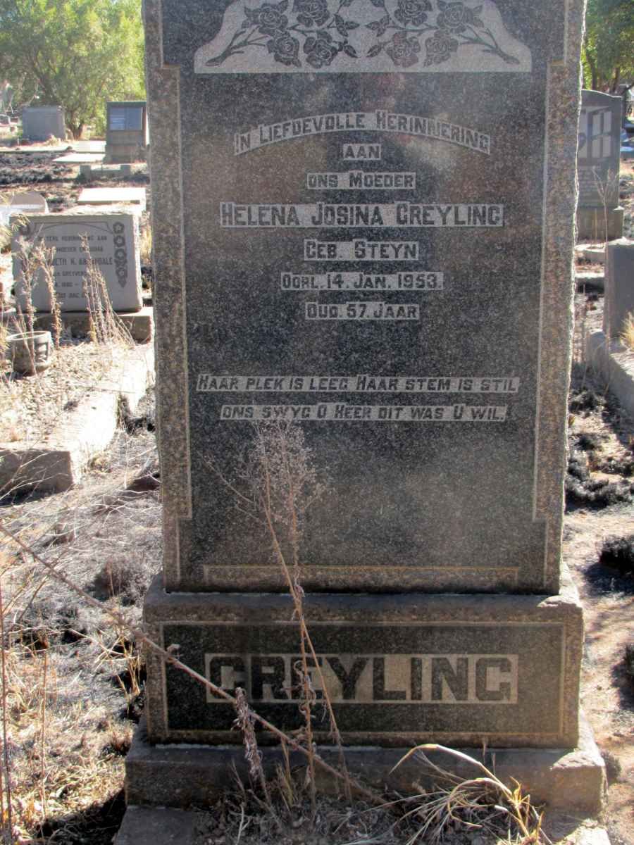 GREYLING Helena Josina nee STEYN -1953