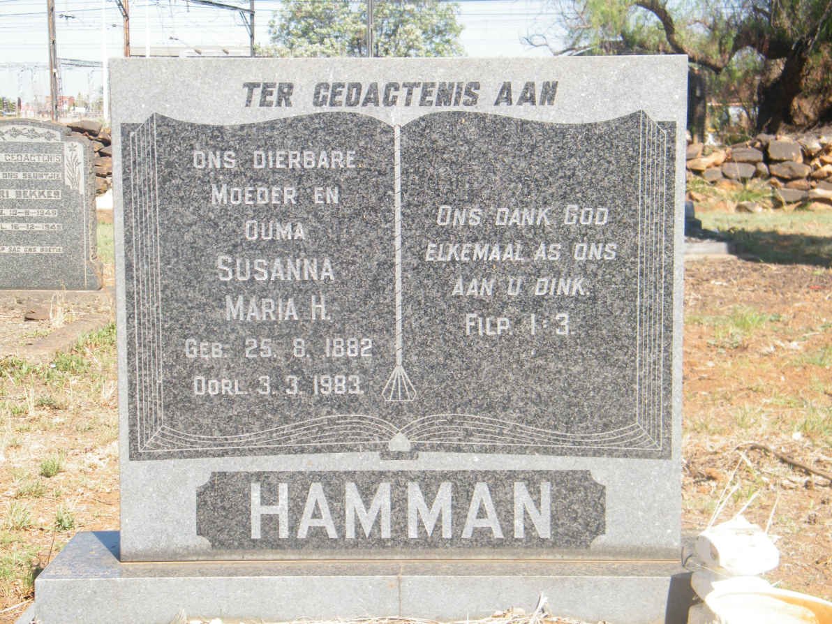 HAMMAN Susanna Maria H. 1882-1983
