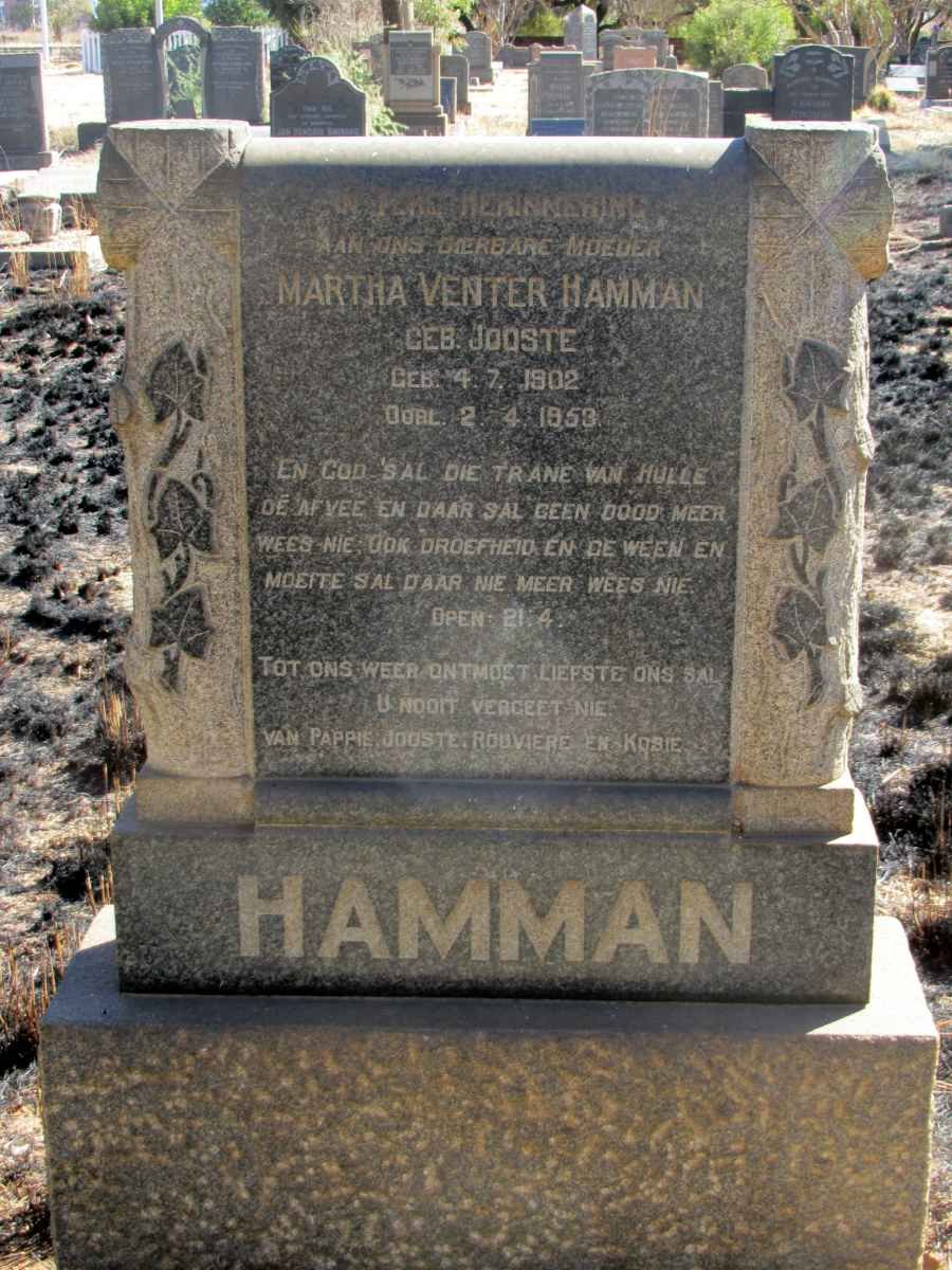 HAMMAN Martha Venter nee JOOSTE 1902-1953