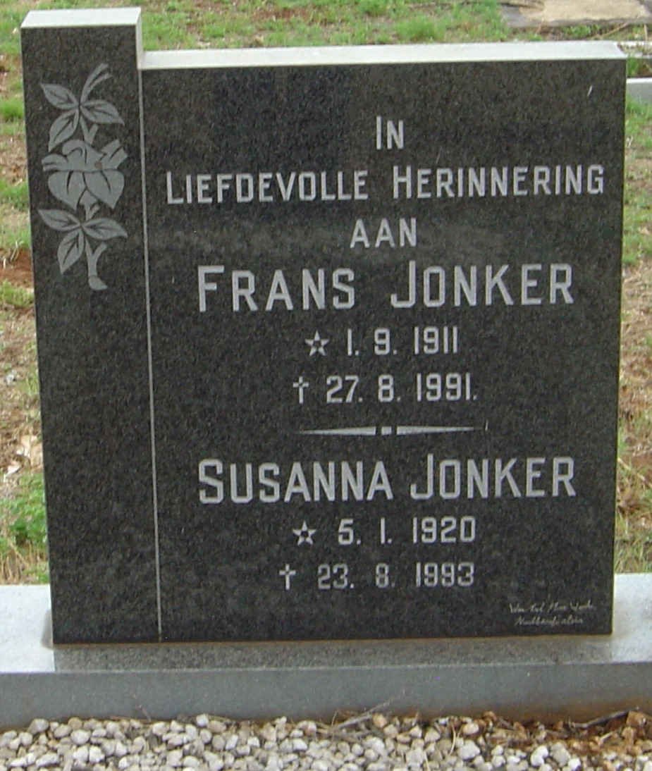 JONKER Frans 1911-1991 &amp; Susanna Jonker 1920-1993