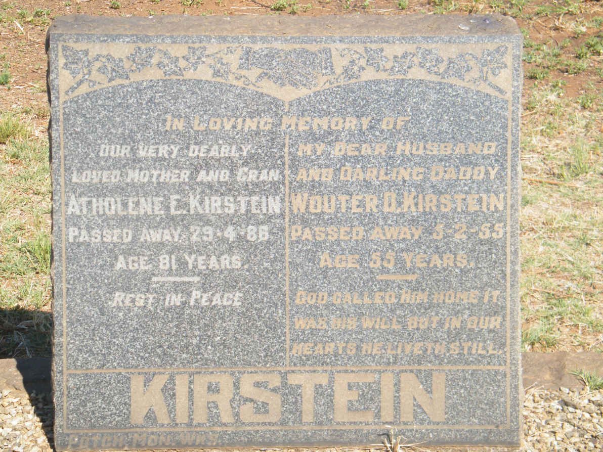 KIRSTEIN Wouter D. -1955 &amp; Atholene E. -1986