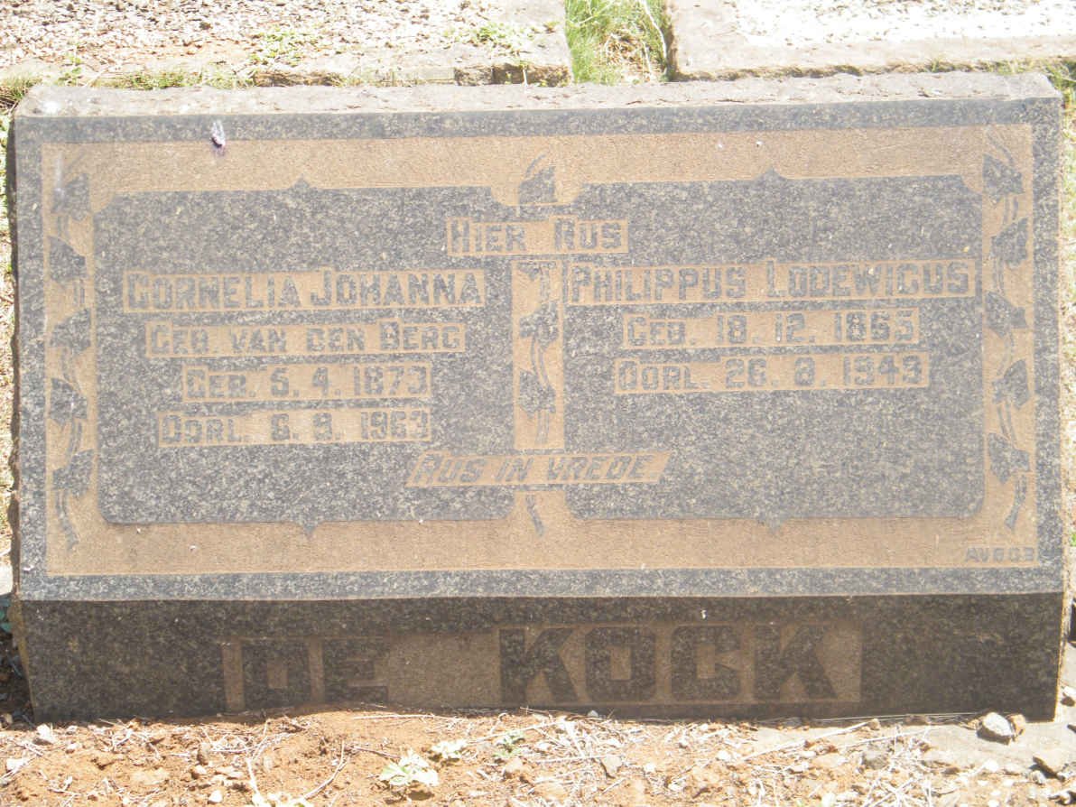 KOCK Philippus Lodewicus, de 1865-1949 &amp; Cornelia Johanna VAN DEN BERG 187?-1963