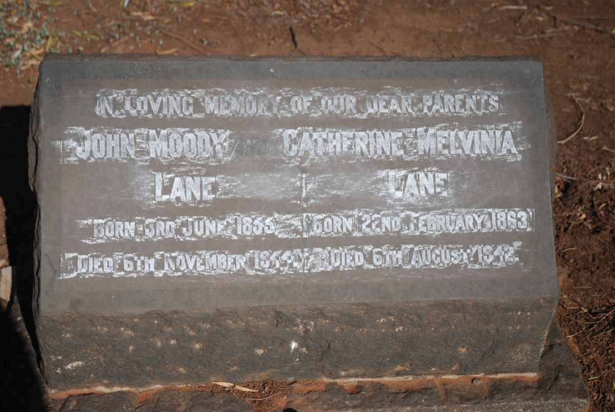 LANE John Moody 18??-19?? &amp; Catherine Melvinia 1863-1942