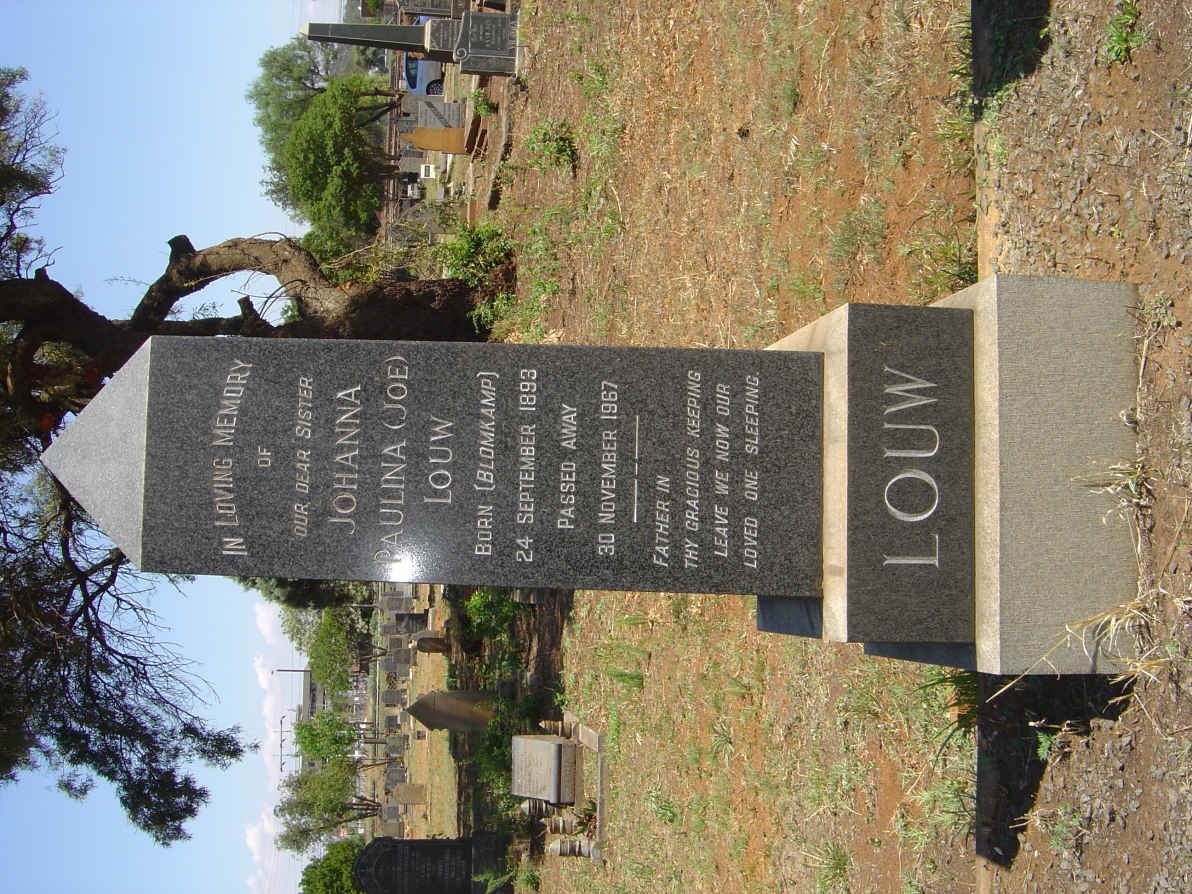 LOUW Johanna Paulina nee BLOMKAMP 1893-1967