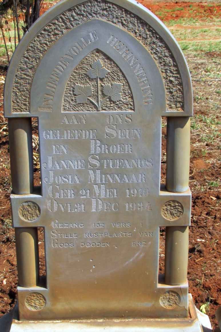 MINNAAR Jannie Stufanus Josia 1910-1934