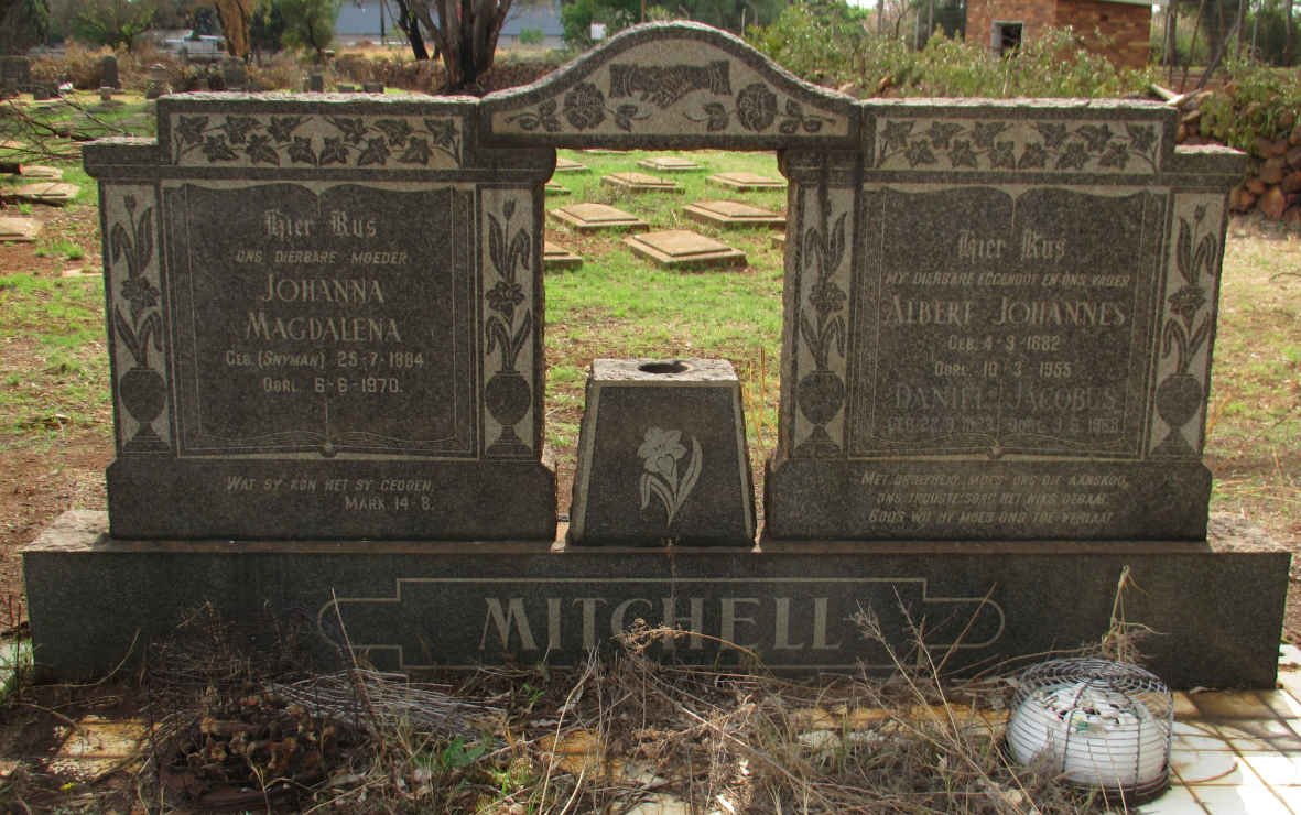 MITCHELL Albert Johannes 1882-1955 &amp; Johanna Magdalena nee SNYMAN 1884-1970 :: MITCHELL Daniel Jacobus 1923-1968