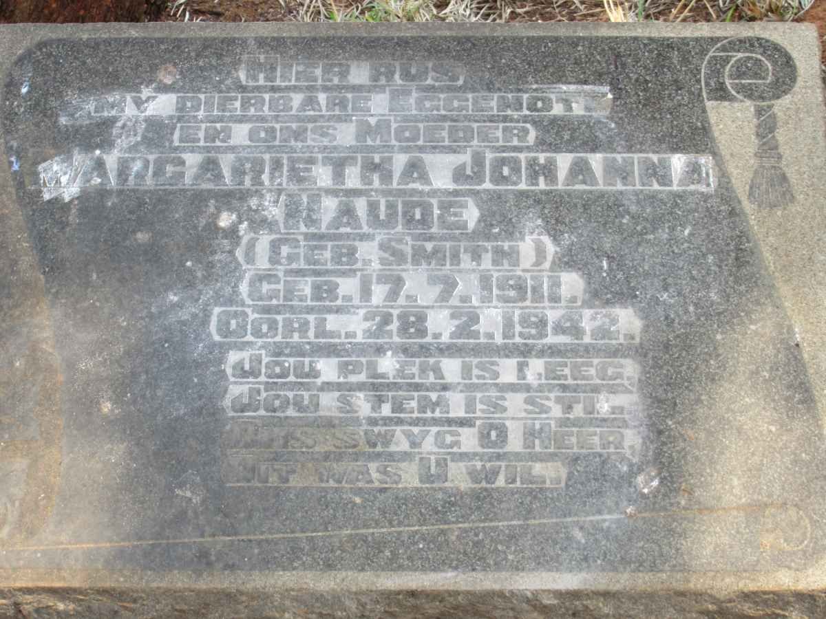 NAUDE Margarietha Johanna nee SMITH 1911-1942