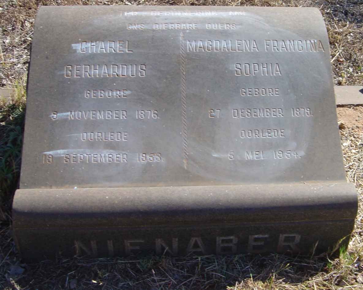 NIENABER Charel Gerhardus 1876-1953 &amp; Magdalena Francina Sophia 1879-1954