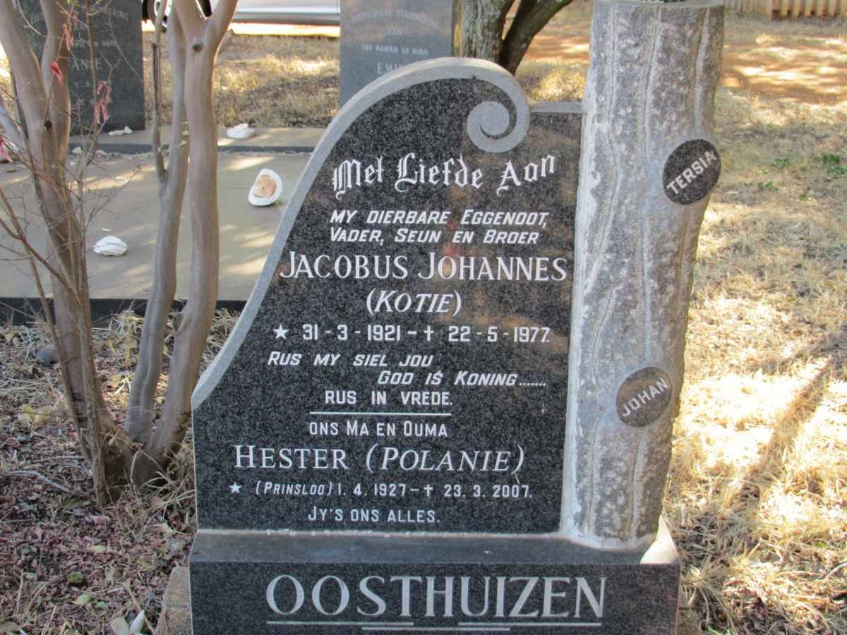 OOSTHUIZEN Jacobus Johannes 1921-1977 &amp; Hester PRINSLOO 1927-2007