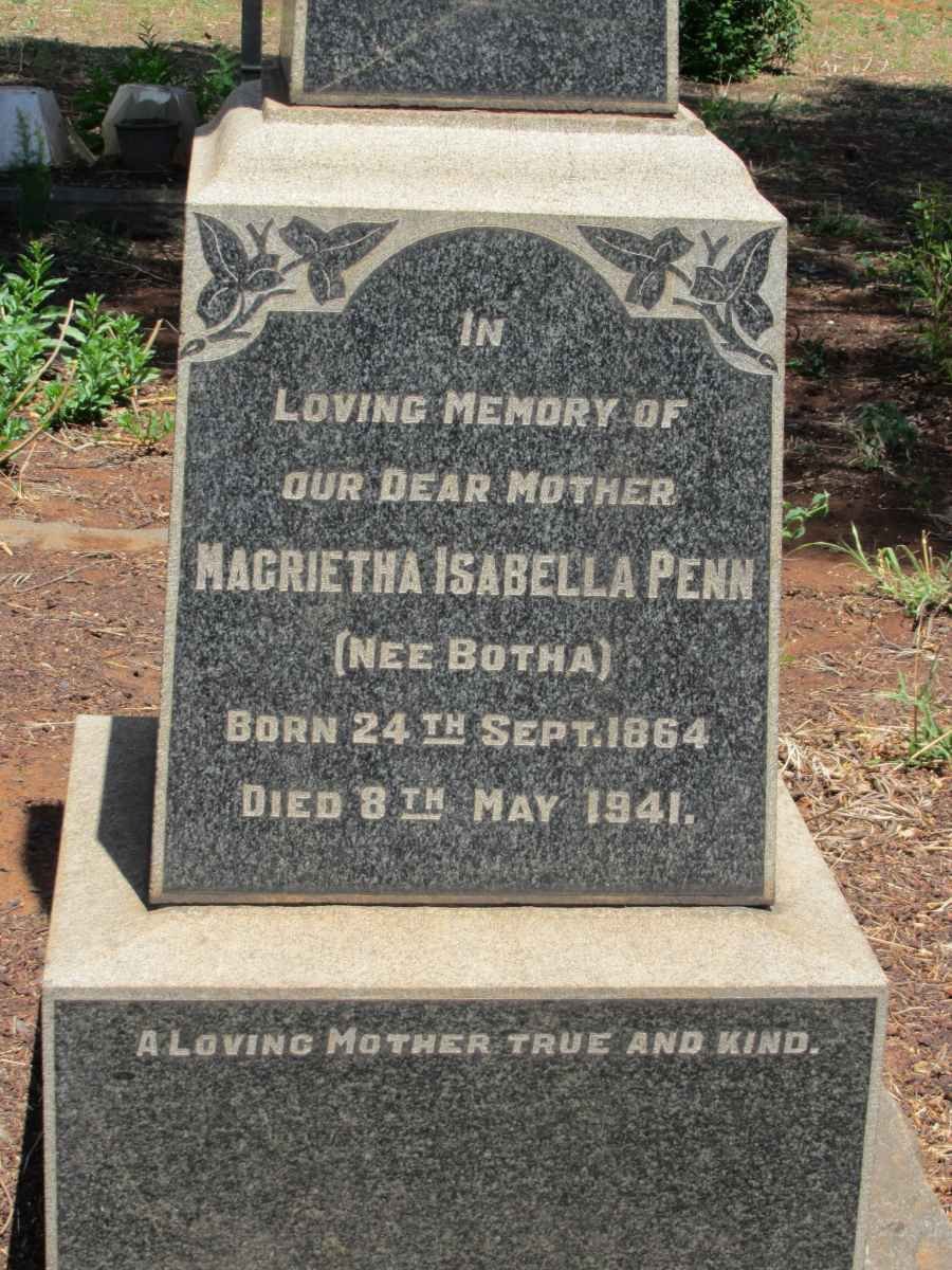 PENN Magrietha Isabella nee BOTHA 1864-1941