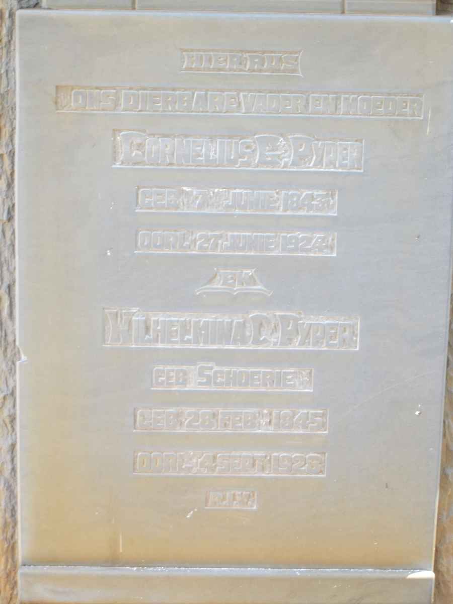 PYPER Cornelius G. 1843-1924 &amp; Wilhelmina D. SCHOERIE 1845-1928