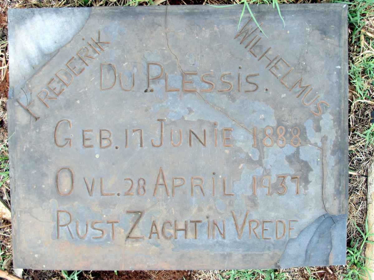 PLESSIS Frederik Wilhelmus, du 1888-1937