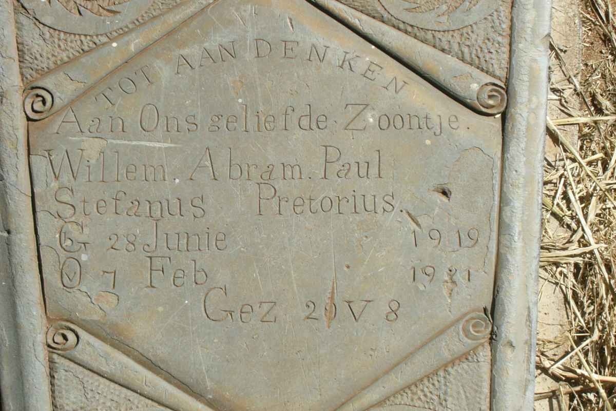 PRETORIUS Willem Abram Paul Stefanus 1919-1921