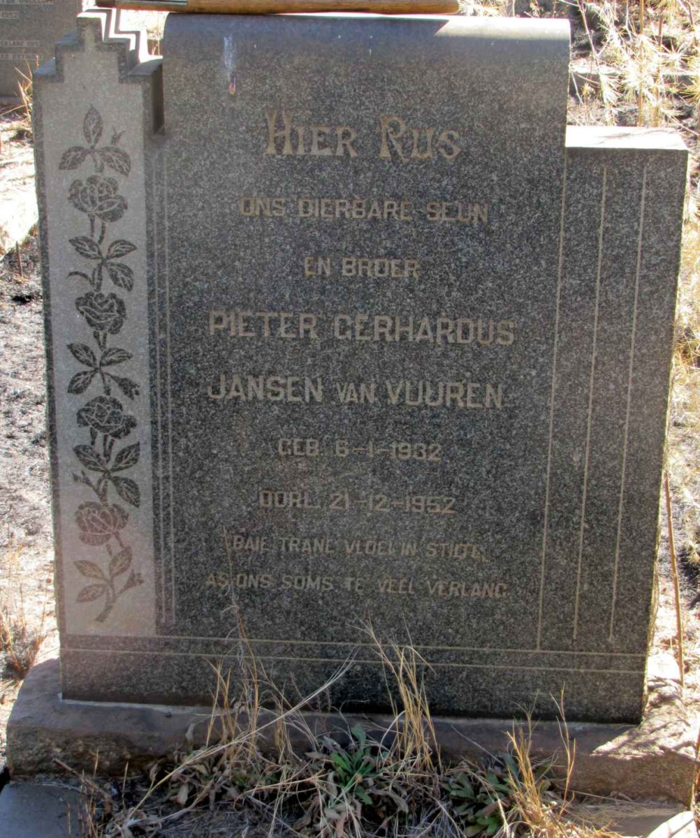 VUUREN Pieter Gerhardus, Jansen van 1932-1952