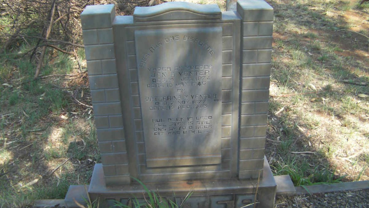 VENTER Jan A. 1874-1945 &amp; Catharina M. 1877-1943