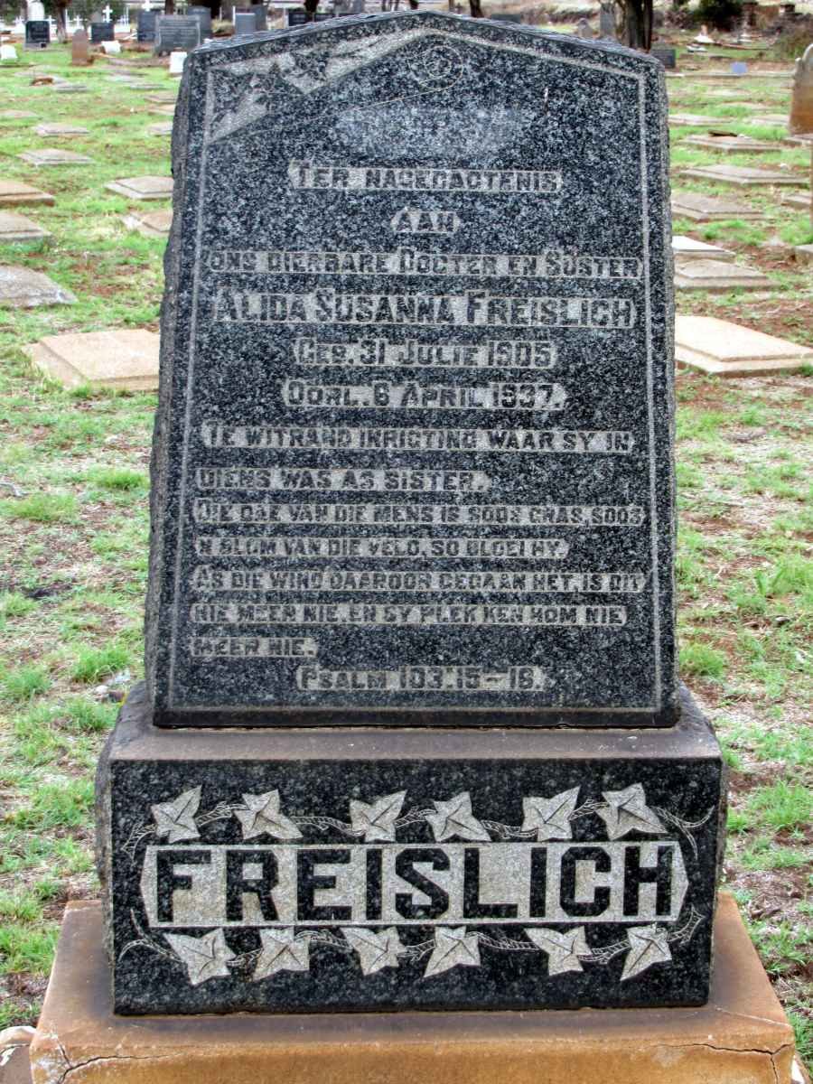 FREISLICH Alida Susanna 1905-1937