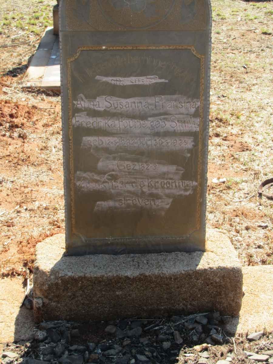 FOURIE Anna Susanna Fransina Fredrika nee SMITH 1882-1935