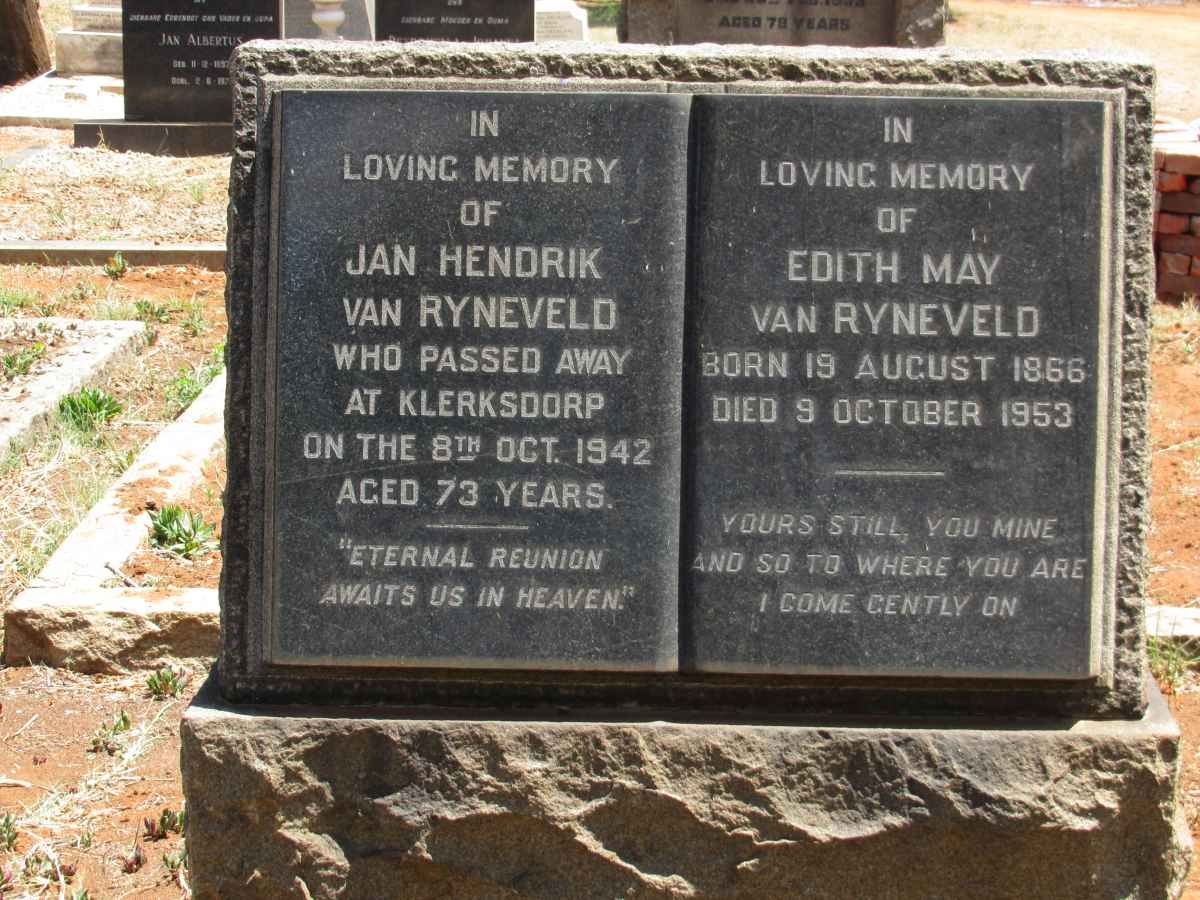 RYNEVELD Jan Hendrik, van -1942 &amp; Edith May 1866-1953