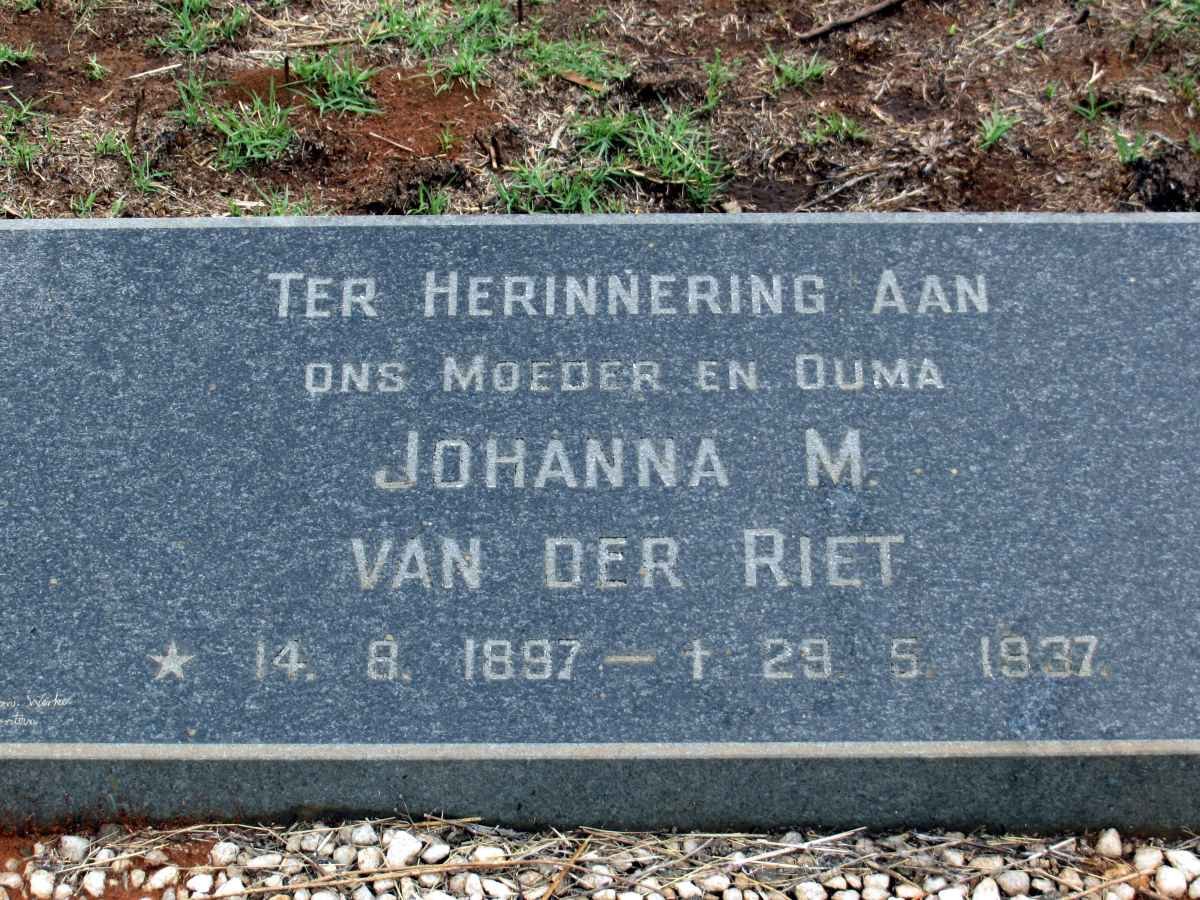 RIET Johanna M., van der 1897-1937