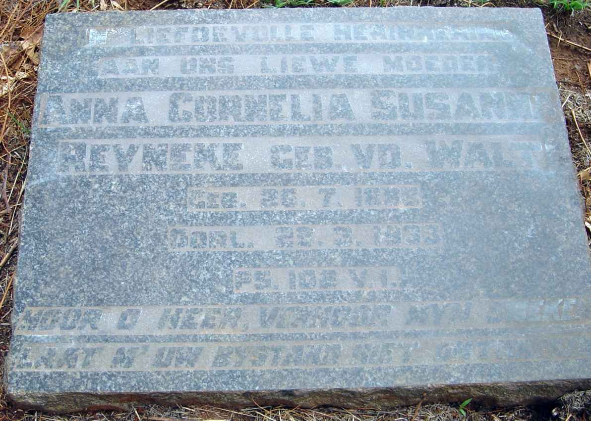 REYNEKE Anna Cornelia Susanna nee V.D. WALT 188?-1933