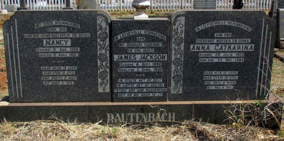 RAUTENBACH James Jackson 1898-1980 &amp; Anna Catharina 1903-1984 :: RAUTENBACH Nancy 1940-1951