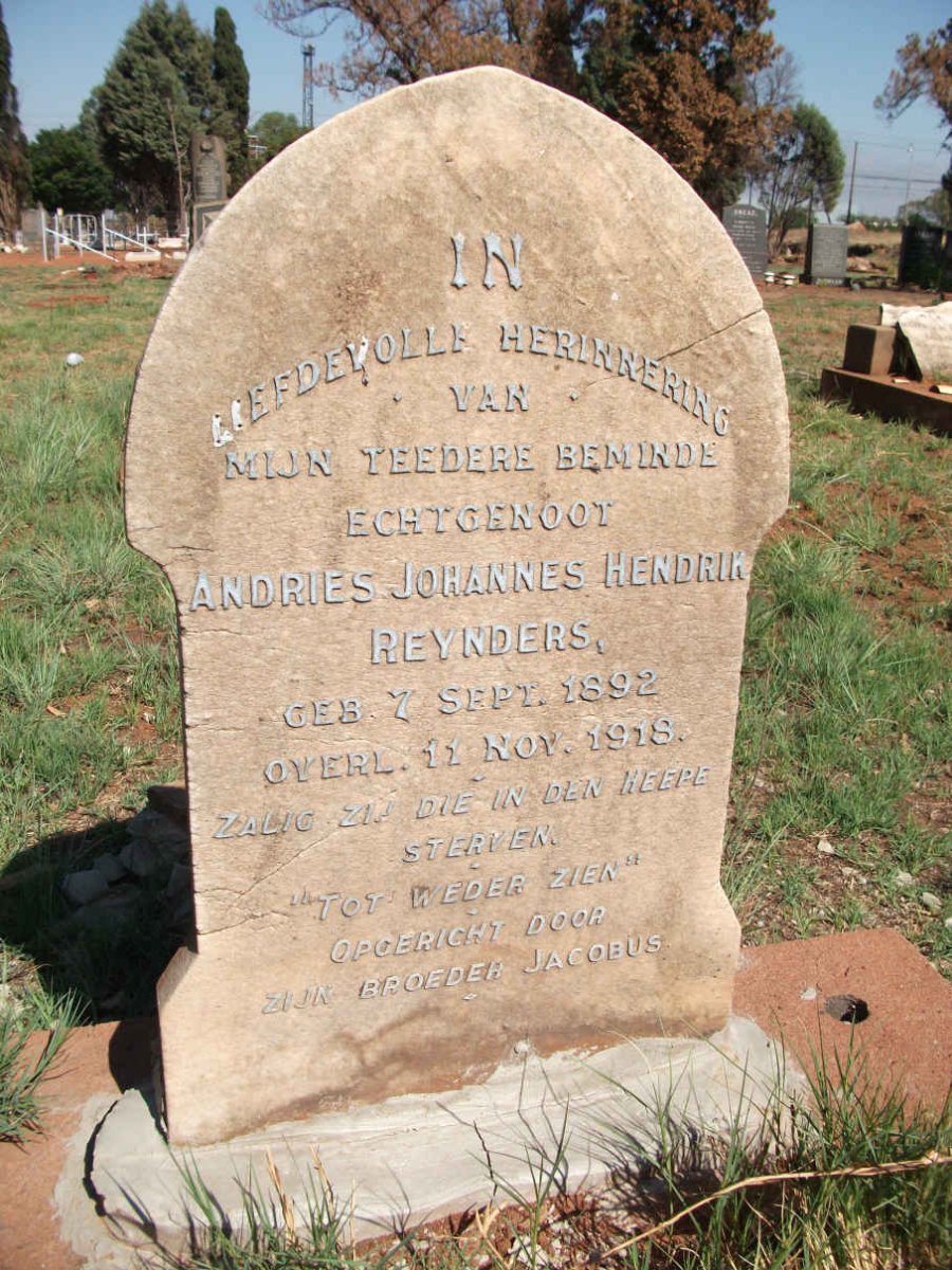 REYNDERS Andries Johannes Hendrik 1892-1918