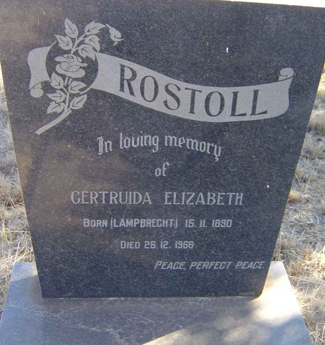 ROSTOLL Gertruida Elizabeth nee LAMPBRECHT 1890-1966