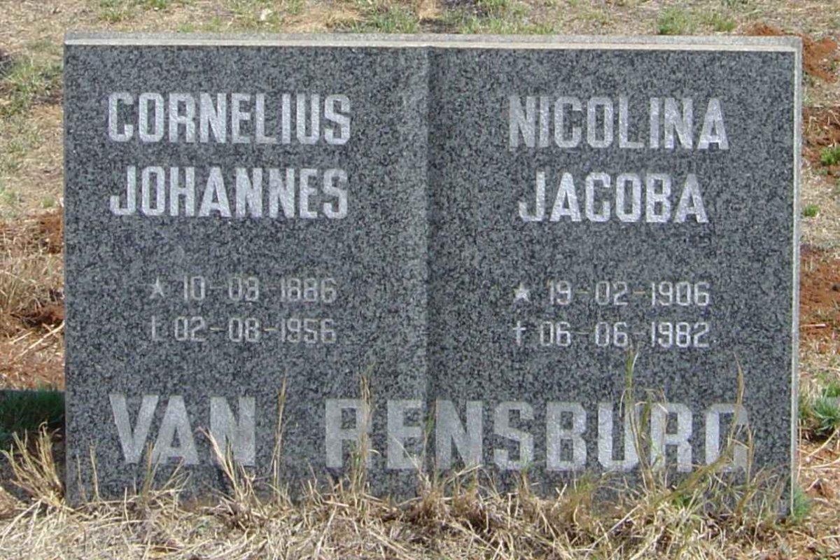 RENSBURG Cornelius Johannes, van 1886-1956 &amp; Nicolina Jacoba 1906-1982