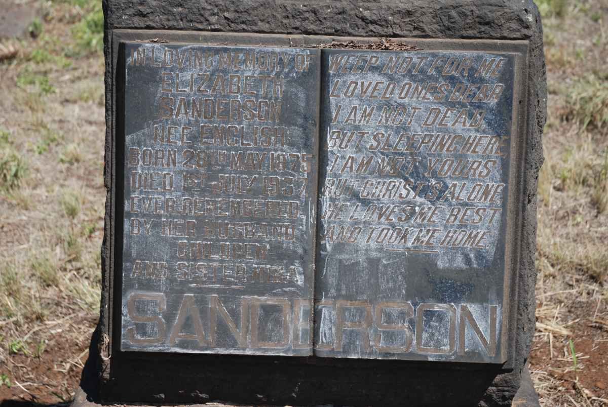 SANDERSON Elizabeth nee ENGLISH 1875-1937