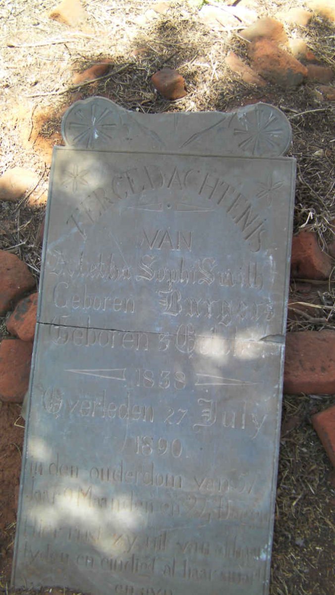 SMITH Aletha Sophi nee BURGERS 1838-1890