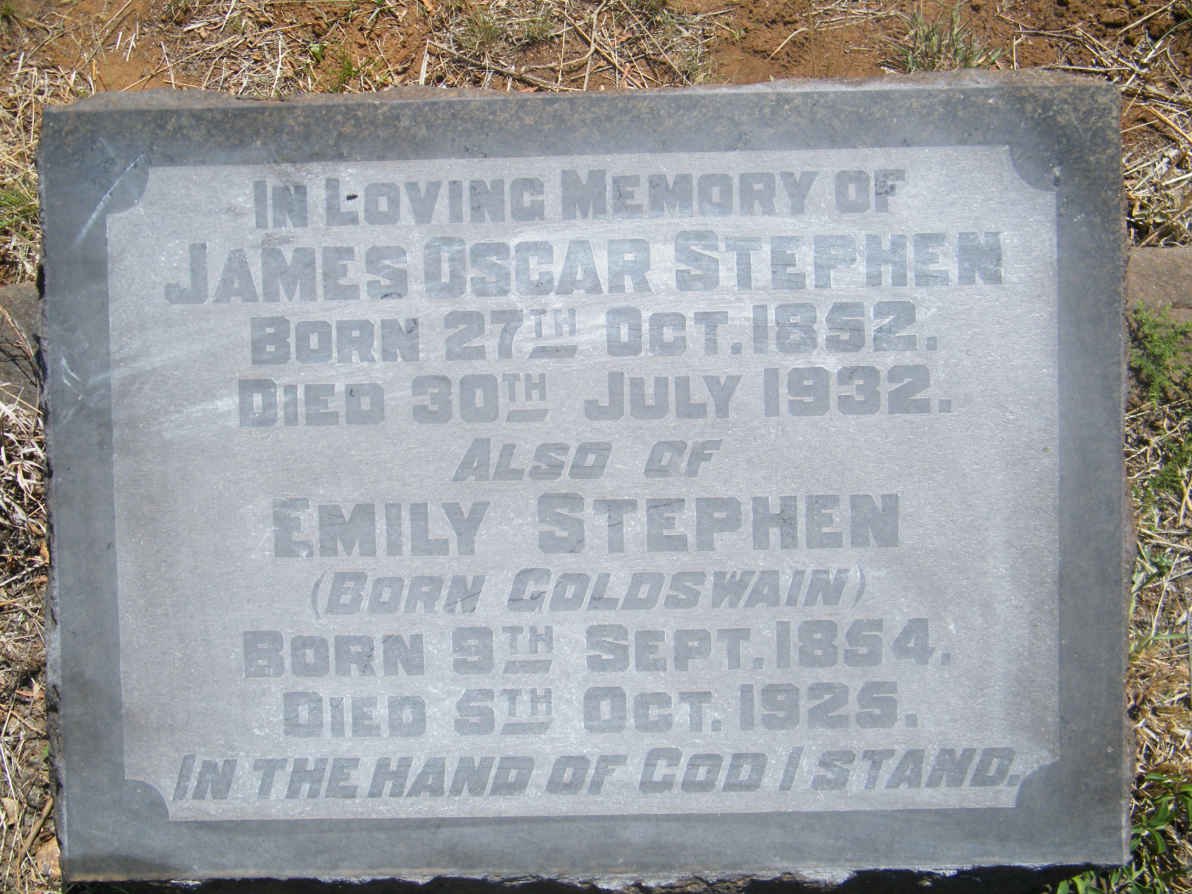 STEPHEN James Oscar 1852-1932 &amp; Emily GOLDSWAIN 1854-1925
