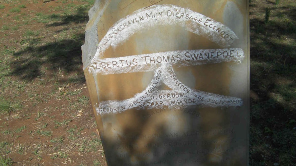 SWANEPOEL Albertus Thomas 1858-1920
