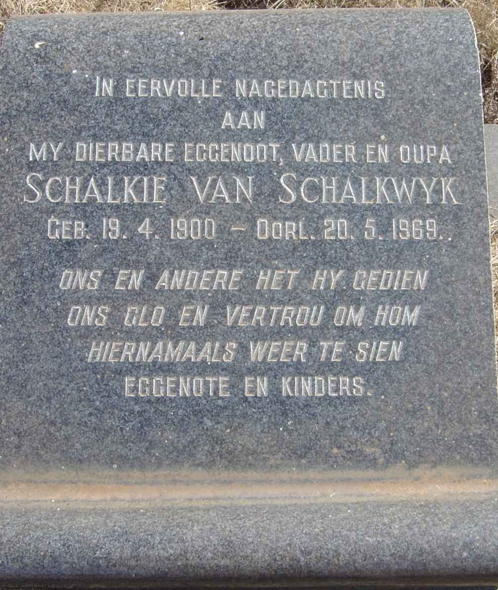 SCHALKWYK Schalkie, van 1900-1969