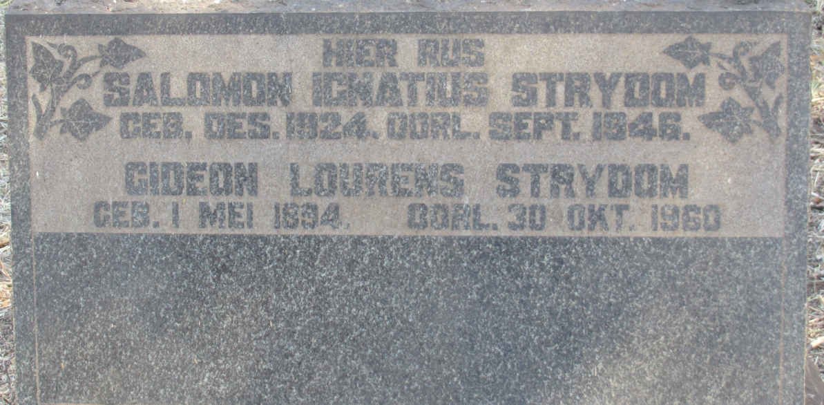 STRYDOM Salomon Ignatius 1924-1946 :: STRYDOM Gideon Lourens 1894-1960