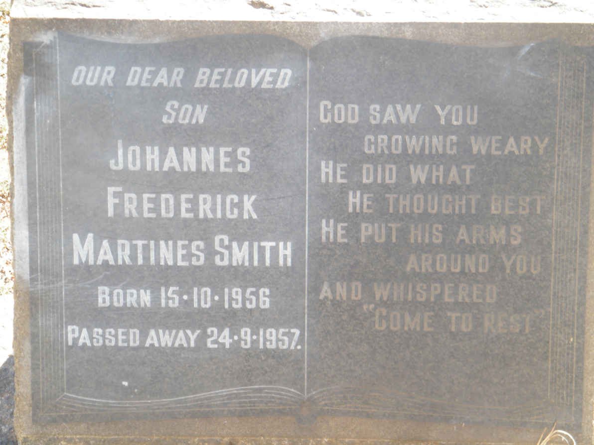 SMITH Johannes Frederick Martines 1956-1957