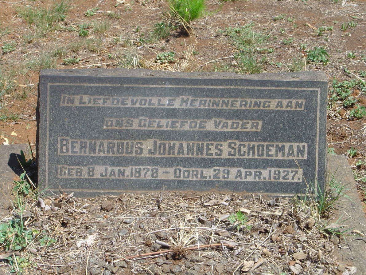 SCHOEMAN Bernardus Johannes 1878-1927