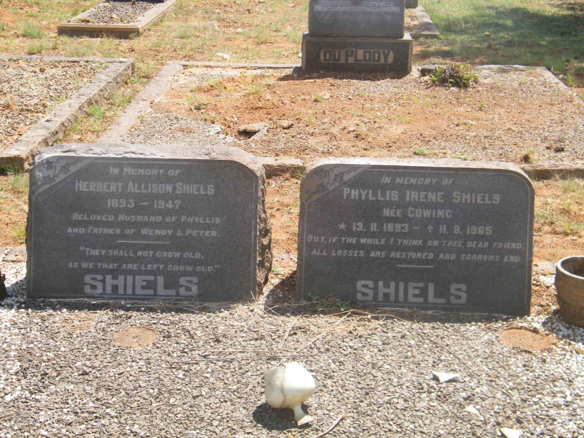 SHIELS Herbert Allison 1893-1947 &amp; Phyllis Irene COWING 1893-1965